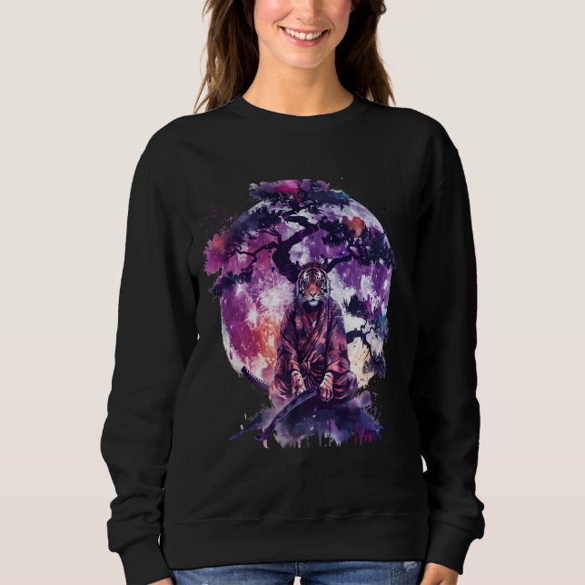 Camiseta Samurai Tiger Trabalho de arte Japonês Ninja Tiger (Frente)