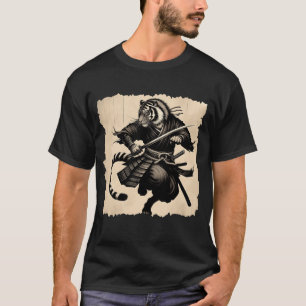 Camiseta Samurai Tiger Warrior Vintage - Japonês - Caracter
