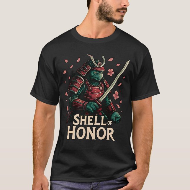 Camiseta Samurai Turtle Warrior Cherry Blossoms (Frente)