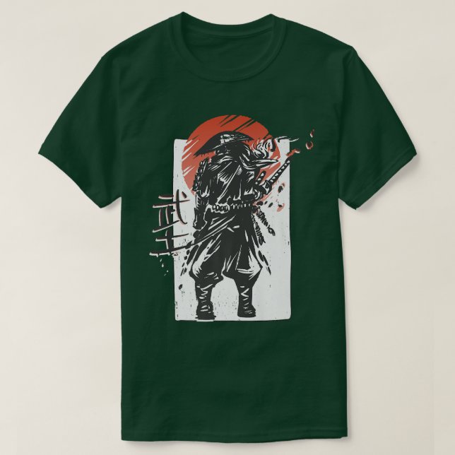 Camiseta Samurai, um guerreiro japonês estético  (Frente do Design)