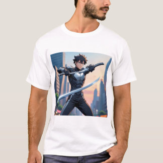 Camiseta Samurai Urbano – Guerreiro de Anime com Katana Dup