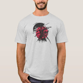 Camiseta samurai vermelho e preto