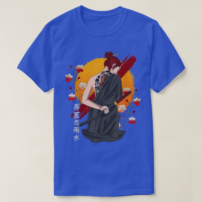 Camiseta Samurai Vintage Sakura Cherry Blossom Kat (Frente do Design)