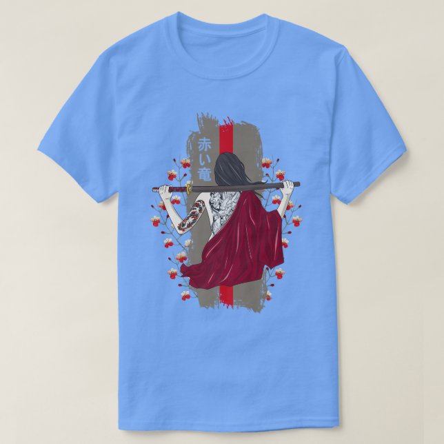 Camiseta Samurai Vintage Sakura Cherry Blossom Kat (Frente do Design)