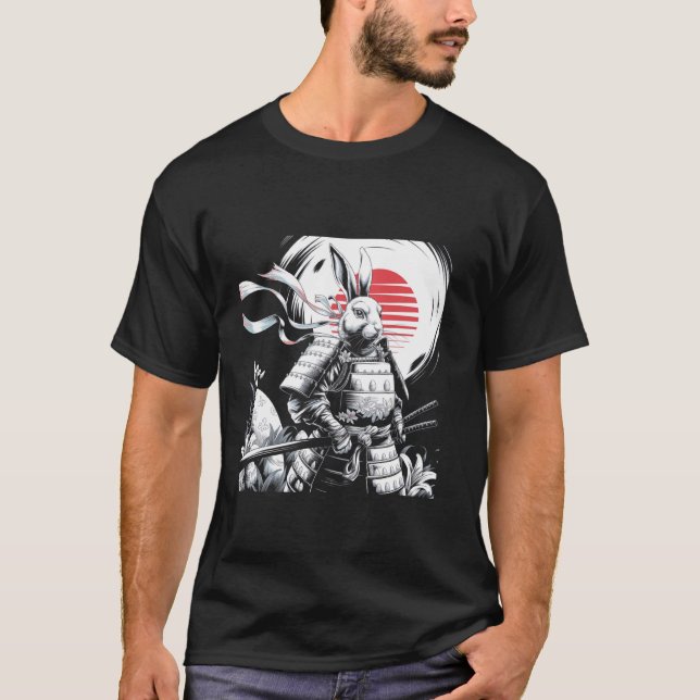 Camiseta Samurai Warrior Bunny Ascensão Sun Japão Páscoa Ar (Frente)