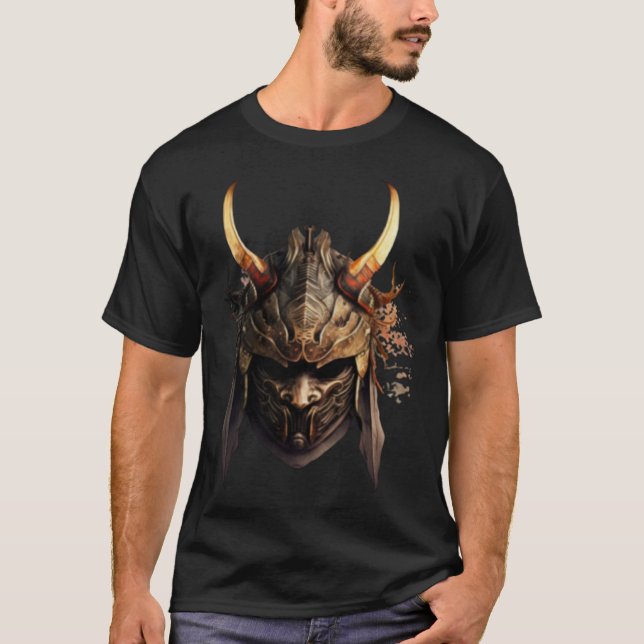 Camiseta Samurai Warrior Bushido Oni Máscara Cultura Japone (Frente)