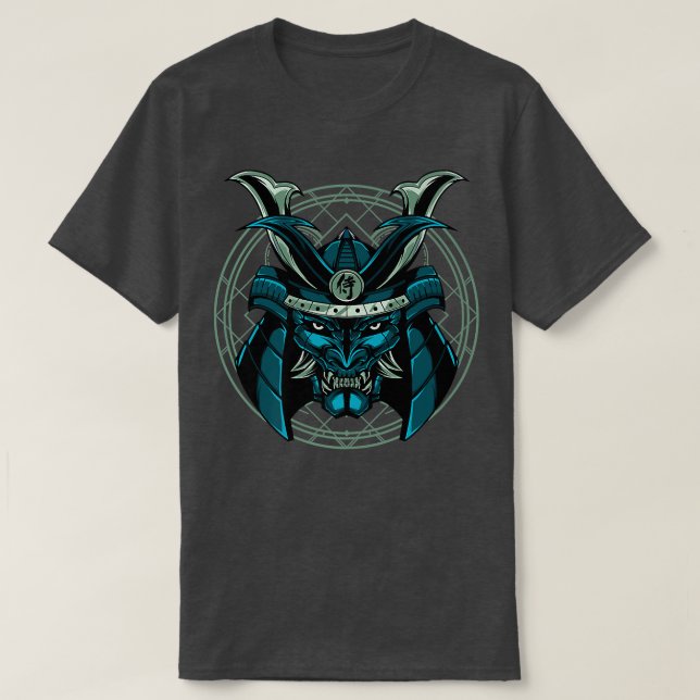 Camiseta Samurai Warrior Bushido Oni Mask Monster Japonês  (Frente do Design)