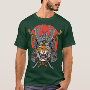 Camiseta Samurai Warrior Bushido Tiger Katana Oni Japonês 