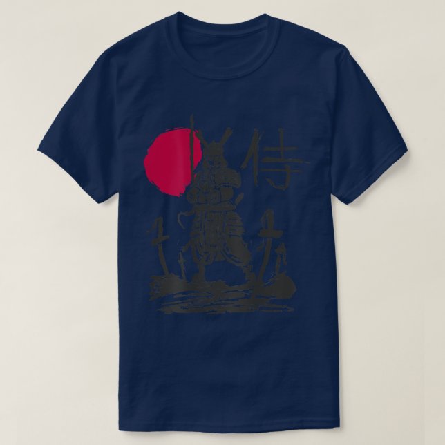 Camiseta Samurai Warrior Japonês Kanji Japan (ART ON back) (Frente do Design)