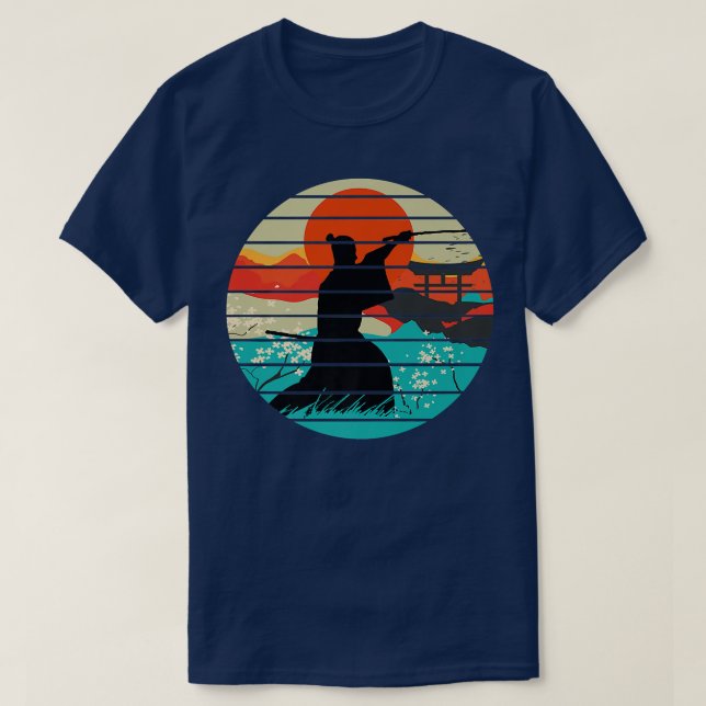 Camiseta Samurai Warrior Japonês Sword Retro (2) (Frente do Design)