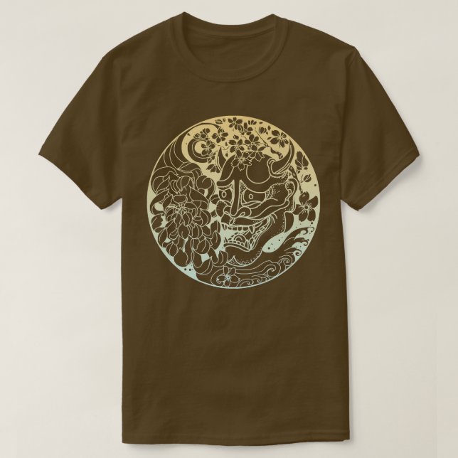 Camiseta Samurai Warrior Mask, Hannya Oni Mask Japan Anime1 (Frente do Design)