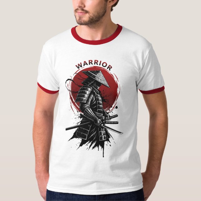 Camiseta Samurai Warrior Rising Sun Japanese Ink Style (Frente)