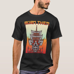 Camiseta Samurais   Queime-os   Xogum   Otaku   Katana   D