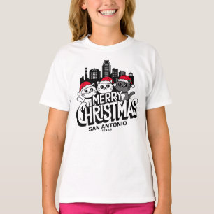 Camiseta San Antonio City Texas Feliz Natal Cats EUA