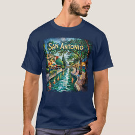 Camiseta San Antonio Texas River Walk Van Gogh Vibrant City