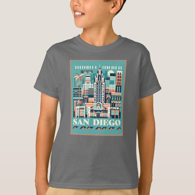 Camiseta San Diego California Art Deco (Frente)