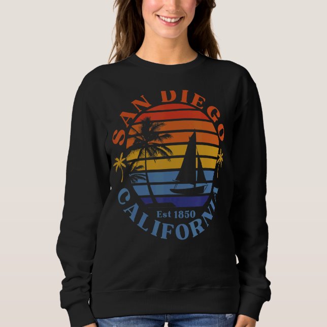 Camiseta San Diego California Beach Sailboat Vacatio Verão (Frente)