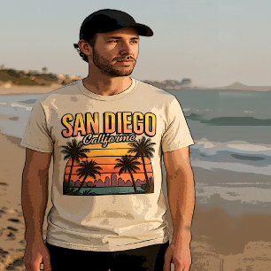 Camiseta San Diego California   Praia de Skyline City na Co