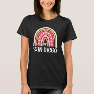 Camiseta San Diego California Usa For Women Rainbow Hearts