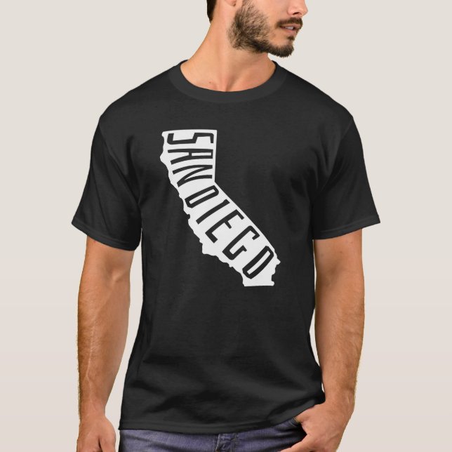 Camiseta San Diego, Contorno da Califórnia - Viagem da Amér (Frente)