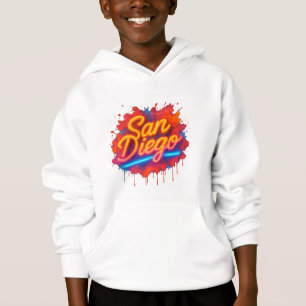 Camiseta San Diego Neon Street Art - Script Retro Colorido