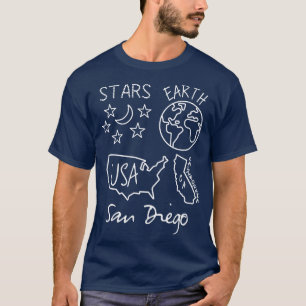 Camiseta San Diego Stars Earth EUA California White Text e