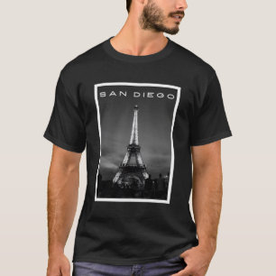 Camiseta San-Diego Torre Eiffel Nome da cidade errada