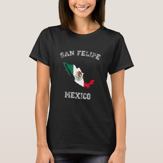 Camiseta San Felipe México Clássico Design do Mapa de Sinal (Frente)