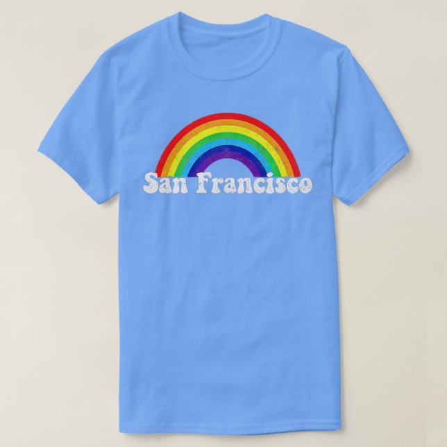 Camiseta San Francisco LGBQ Orgulho gay Rainbow Premium (Frente do Design)