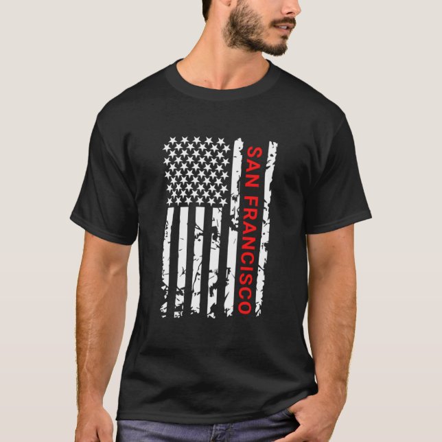 Camiseta San Francisco Usa Black White Flag (Frente)