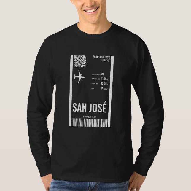 Camiseta San Jose Costa Rica Boarding Pass Airline Ticket T (Frente)