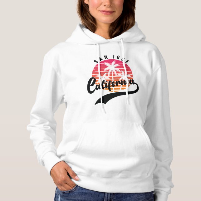 Camiseta San Jose White Retro Sunset Hoodie (Frente)