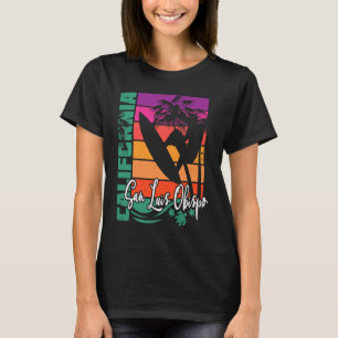 Camiseta San Luis Obispo California Retro Sunset Beach Surf