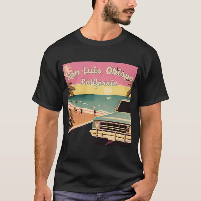 Camiseta San Luis Obispo Retro Beach Vacing Souvenir Surf (Frente)