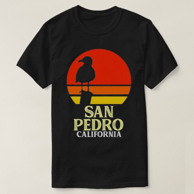Camiseta San Pedro California Beach Seagull Premium (Frente do Design)