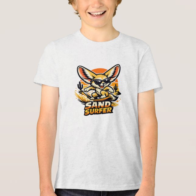 Camiseta Sand Surfer Fennec Fox Desert Surfing Cartoon Desi (Frente)
