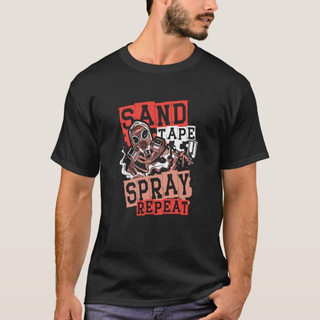Camiseta Sand Tape Spray Repeat Auto Body Painter Auto Deta (Frente)