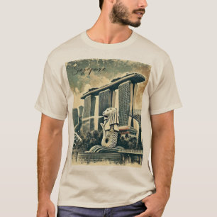 Camiseta Sands da Marina Bay em Cingapura Distante