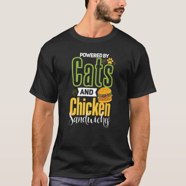 Camiseta Sanduíche de Frango   Gato  Hambúrguer de Frango (Frente)