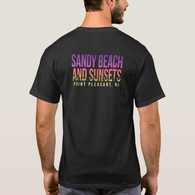 Camiseta Sandy Beach E Pôrs do sol Apontam O Felasant Summe (Verso)