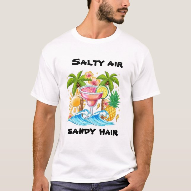 Camiseta Sandy Hair, verão de Sandy Hair, e salty Air, colo (Frente)