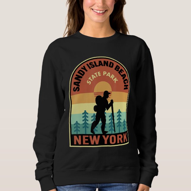 Camiseta Sandy Island Beach State Park New York Retro Hikin (Frente)