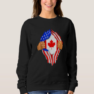 Camiseta Sangue Canadense Dentro de Mim Bandeira dos EUA Ca