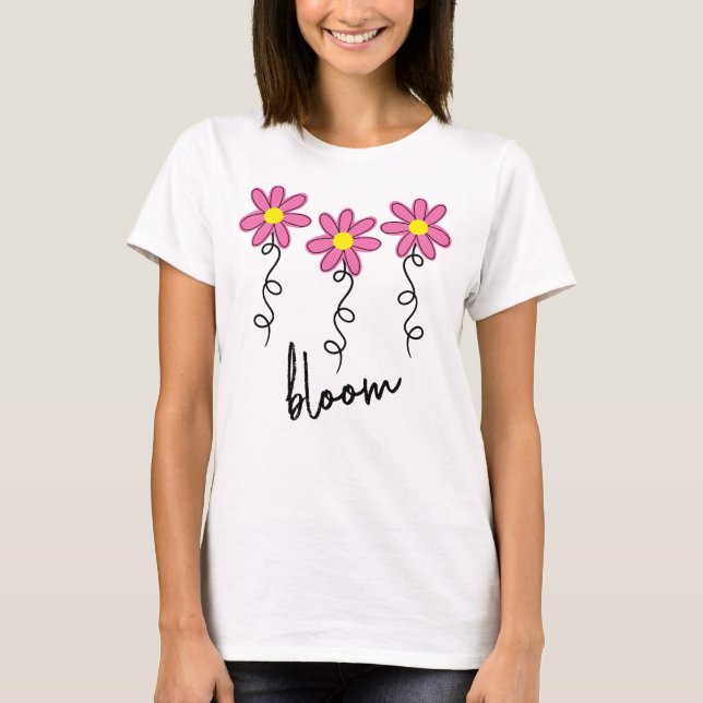 Camiseta Sangue com Camisa-T de Flores Rosa (Frente)