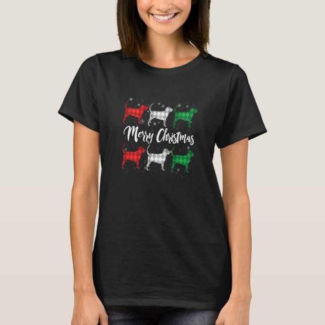 Camiseta Sangue Feliz Cachorro de Argyle de Natal (Frente)