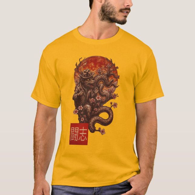 Camiseta Sangue Moon Yokai - Arte Japonesa Escura (Frente)