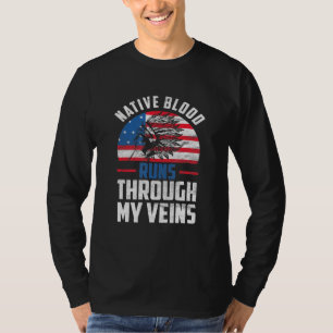 Camiseta Sangue Nativo Atravessa Minhas Veias Nativo Americ