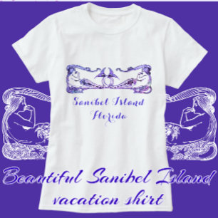 Camiseta Sanibel Island Flórida, Bonito Art Deco Mermaids
