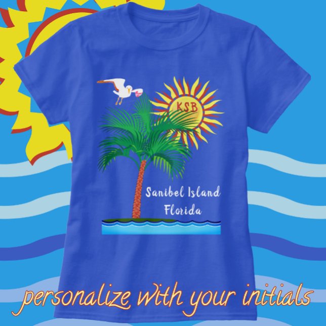 Camiseta Sanibel Island Flórida Palm Tree e Sunshine (Sanibel Island Florida Souvenir)