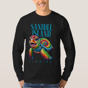 Camiseta Sanibel Island Florida sorrindo Tie Dye Sea Turtle
